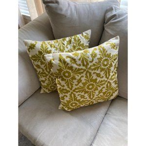 Pier One Beige/Green Linen Throw Pillows